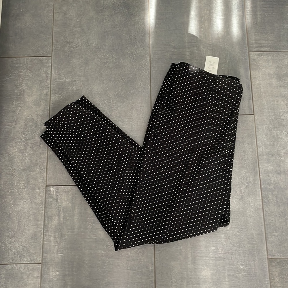 NWT Charter Club Black and White Classic Fit Slim Leg Polka Dot Ankle Pants